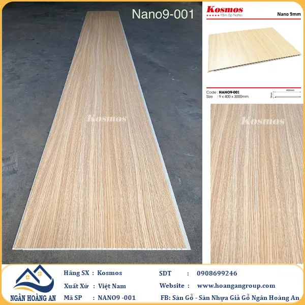  Tấm Nhựa Nano Ốp Tường Ốp Trần Giả Gỗ Kosmos 9mm
